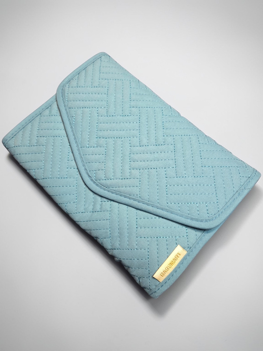 BAGSMART Quilted Light Blue Travel Cosmetic Pouch